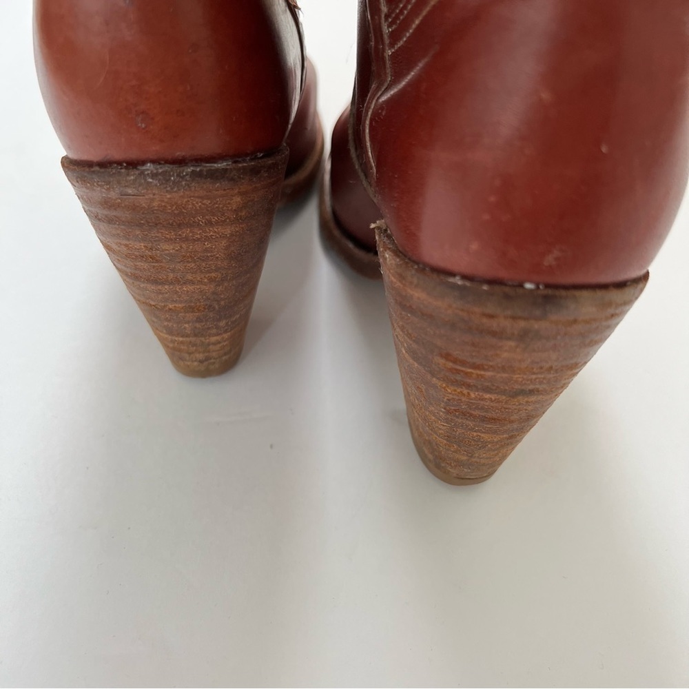 Vintage Redwood Mahogany Red Leather Tall Heeled Boot Size 5.5 - Picture 8 of 13